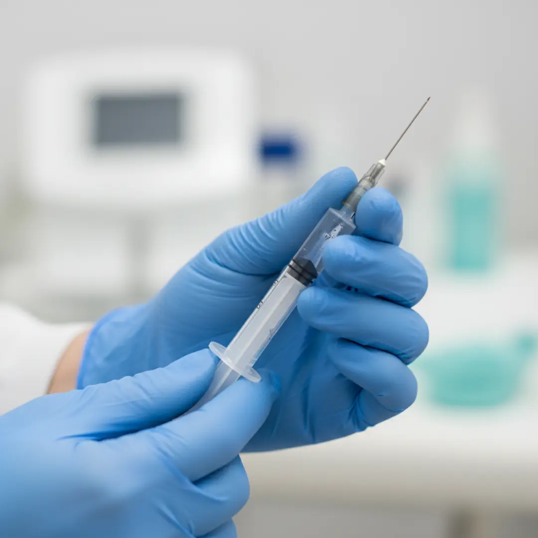 Medical professional with syringe