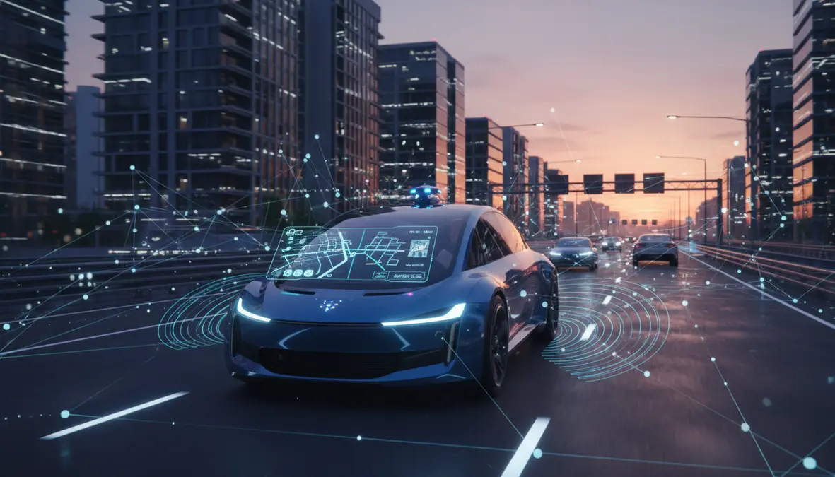 Futuristic Autonomous Self-Driving Vehicle on Smart City Highway with LIDAR Sensors and V2X Communication