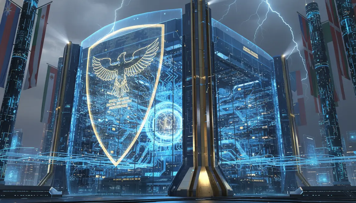 Sovereign AI National Infrastructure Concept with Government AI Data Centers and Digital Sovereignty Shields